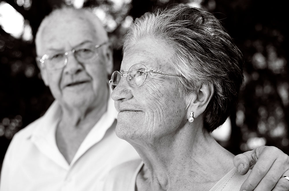 Primer pla de la Jerònima en blanc i negre