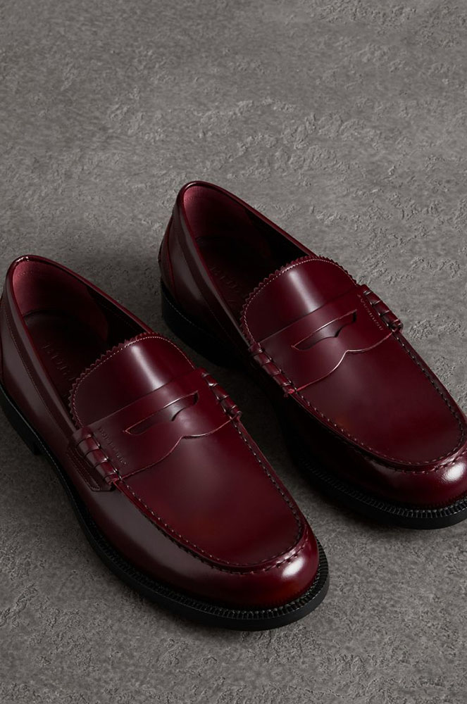 Mocassins de pell granat burberry