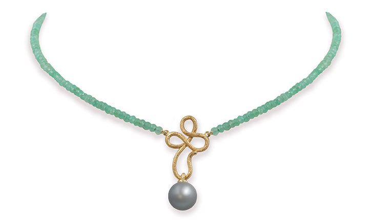 10 COLLAR DE CRISOPACIS, PERLA DE TAHITÍ I OR GROC 18 Q PVP. 1.977€