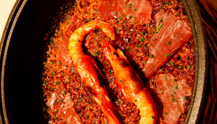 arròs de gamba vermella i pernil de Jabugo