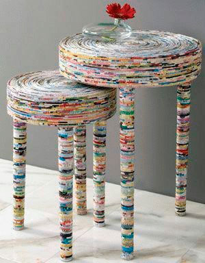 reciclatge tauleta amb revistes