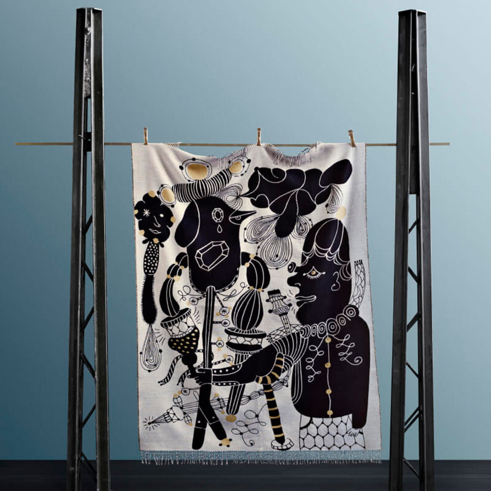 “Plaid” blanc i negre Fritzhansen