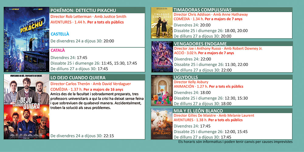 Programació Cinemes Illa 24 de maig