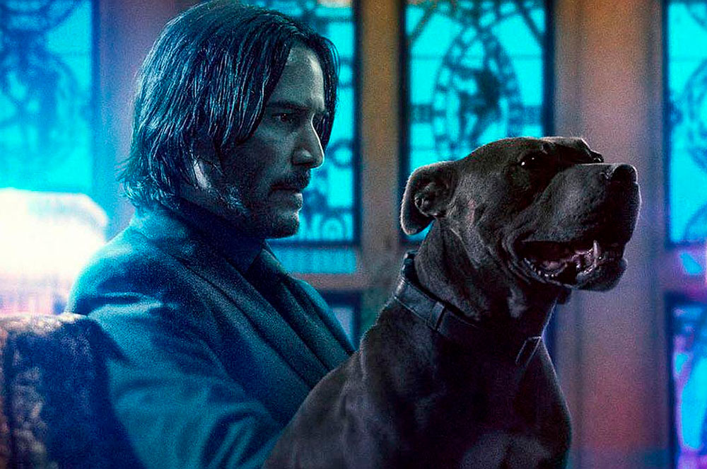 Escena de la pel·lícula John Wick i el seu gos, amb Keanu Reeves