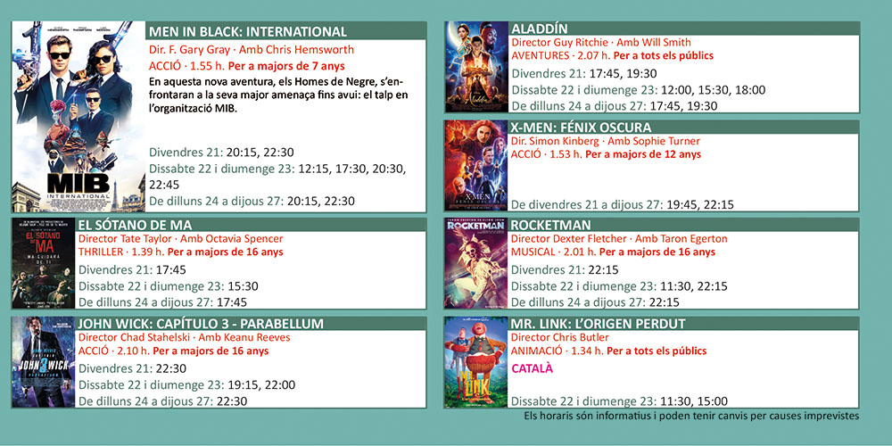 Cartellera Cinemes Illa 21 de juny