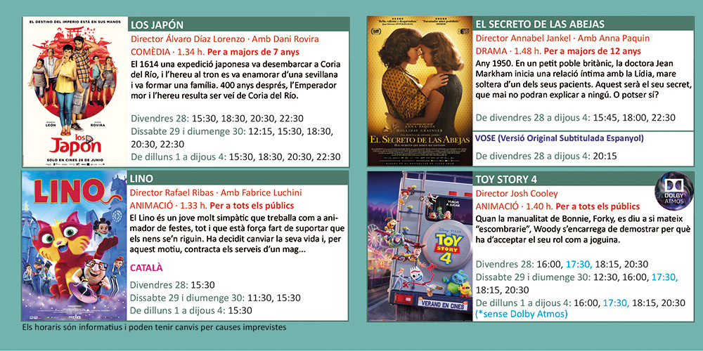 Cartellera de Cinemes Illa Carlemany 28 de juny