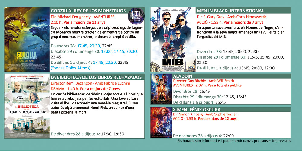 Cartellera de Cinemes Illa Carlemany 28 de juny