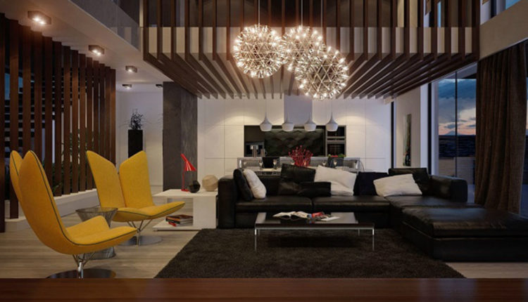 sala-estar-sillas-modernas-amarillo-vibrante-sofa-cuero-negro Credit httpfernandogarciadory.com