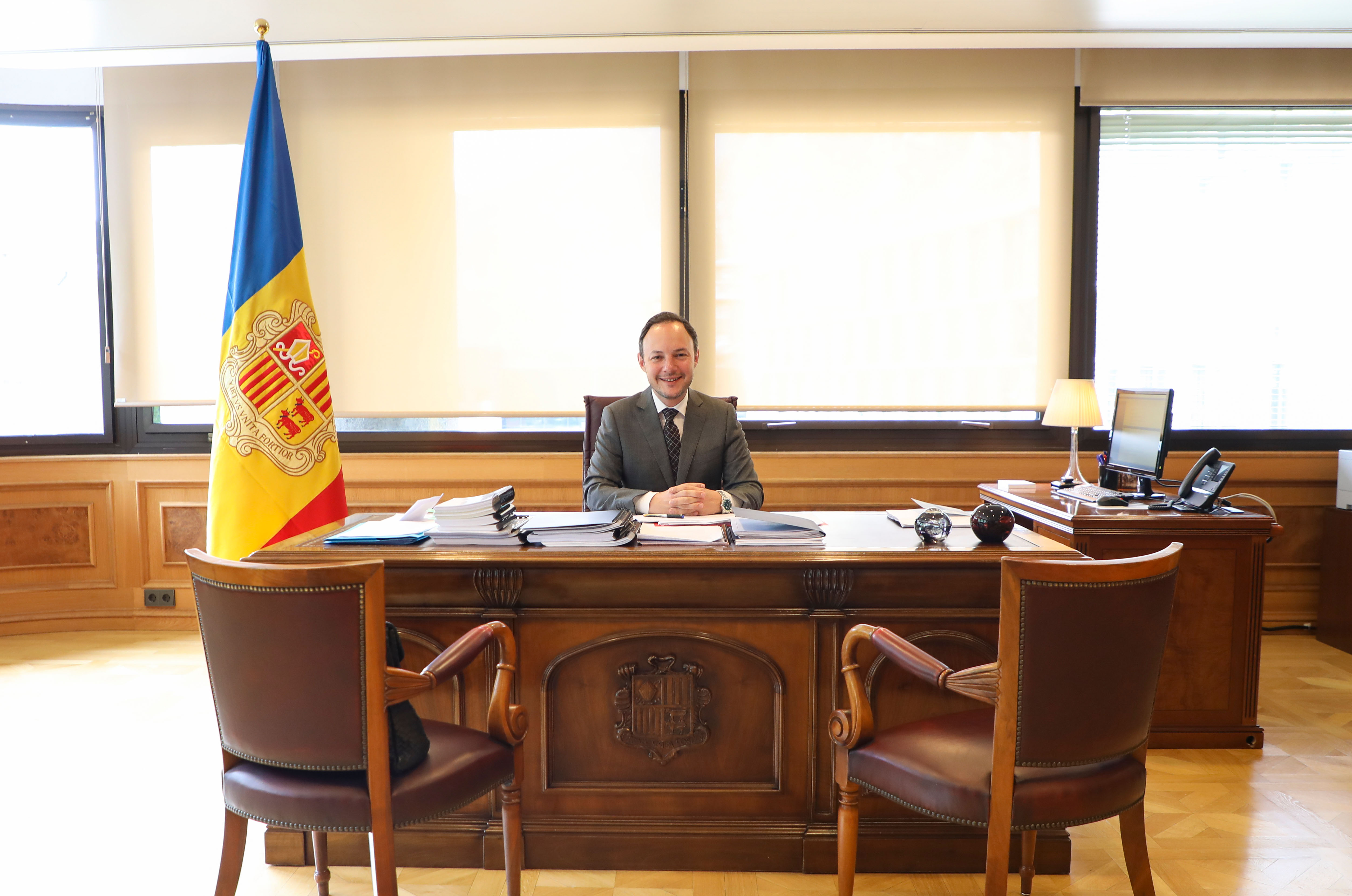 Xavier Espot, cap de Govern d'Andorra, al seu despatx