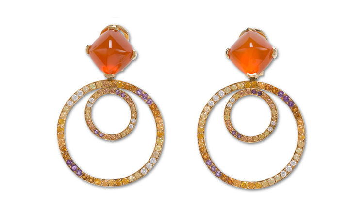 4 Arracades d’or groc de 18 Q amb citrí, safir, ametista i diamants. PVP 7790€