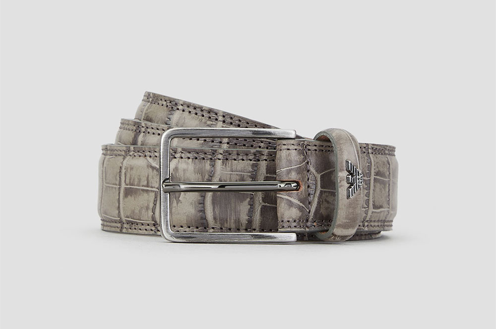 Cinturó de pell amb estampat croc-print