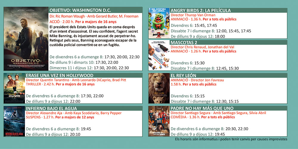 Cartellera Cinemes Illa Carlemany 6 de setembre