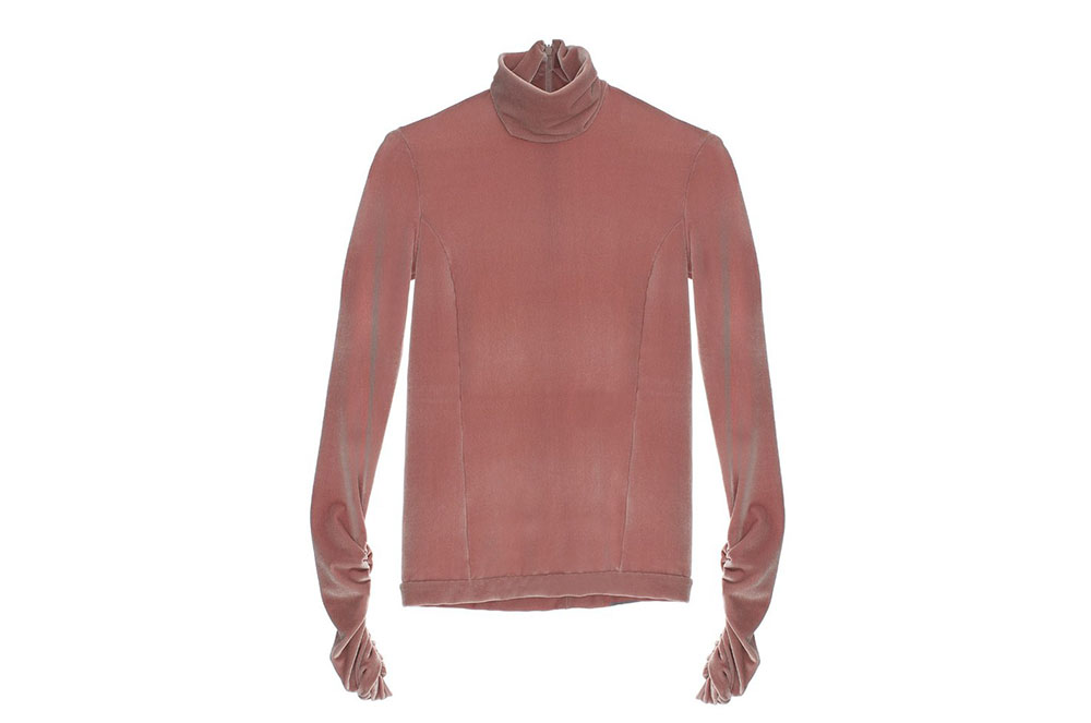 Samarreta de vellut elàstic rosa amb coll alt, de Delpozo