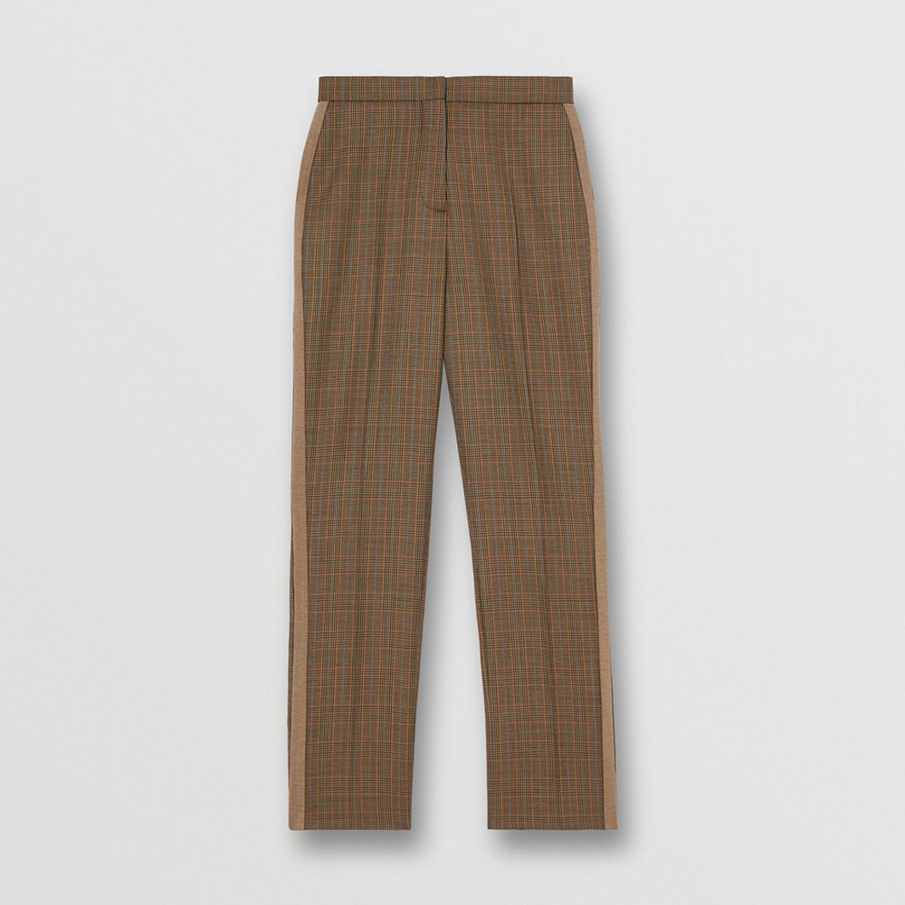 Pantalons de vestir de llana a quadres amb franja lateral Burberry
