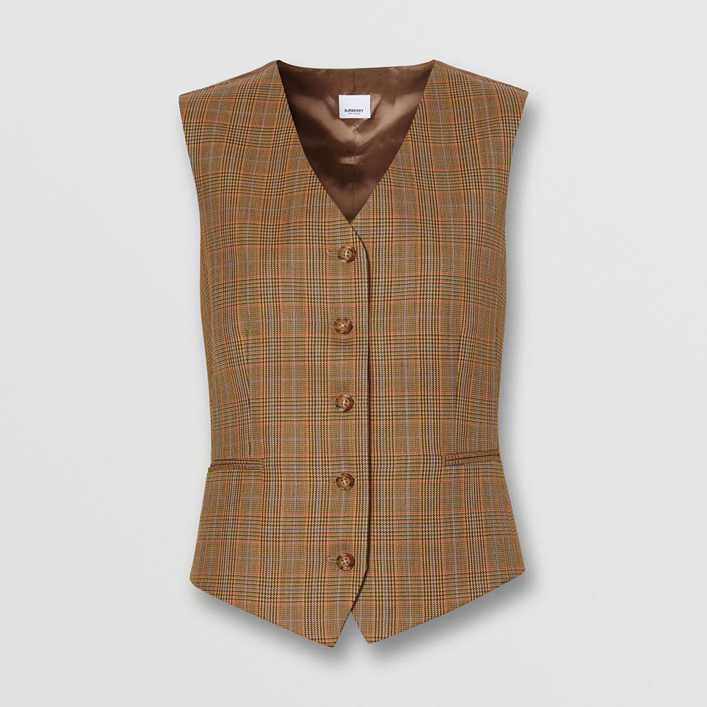 Armilla de vestir de llana, amb motiu pota de gall, a quadres Burberry