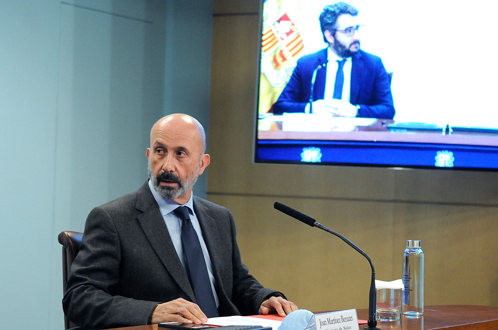Ministre de Salut Joan Martínez Benazet parlant sobre casos actius