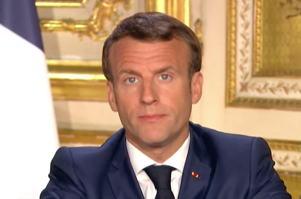 Macron durant la conferència televisiva d'ahir