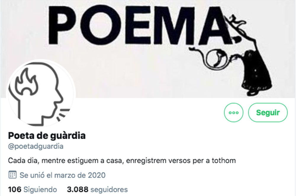 Perfil de Twitter de Poeta de guàrdia