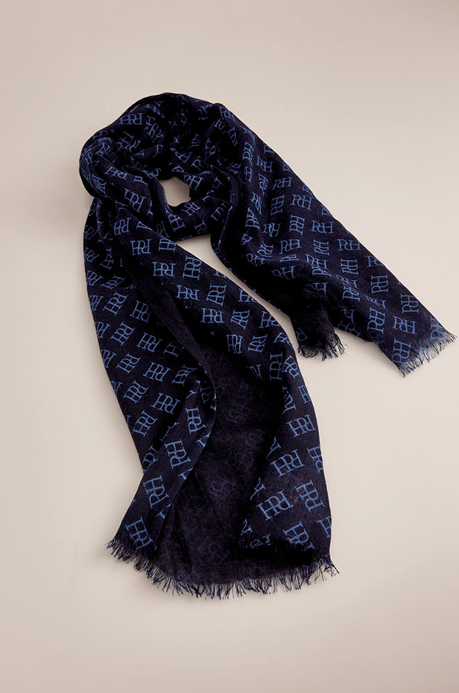 Pashmina de caixmir, amb tons blaus i negres, de Pedro del Hierro