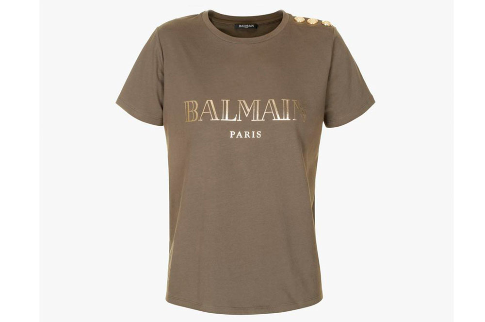 Camiseta BALMAIN amb logo de color caqui