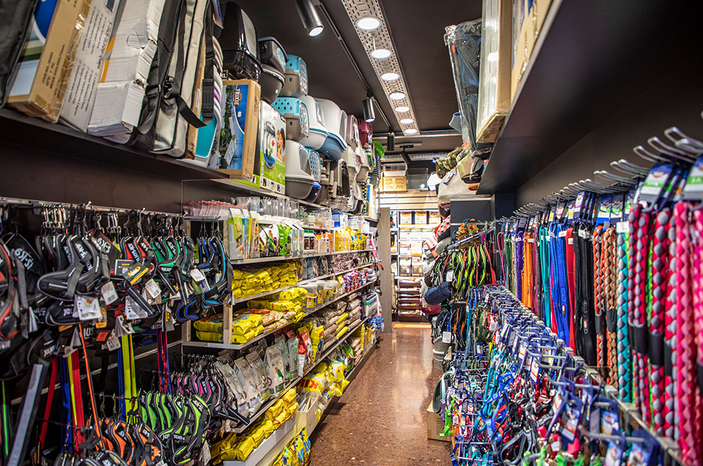 Accessoris per a mascotes a la botiga més que animals