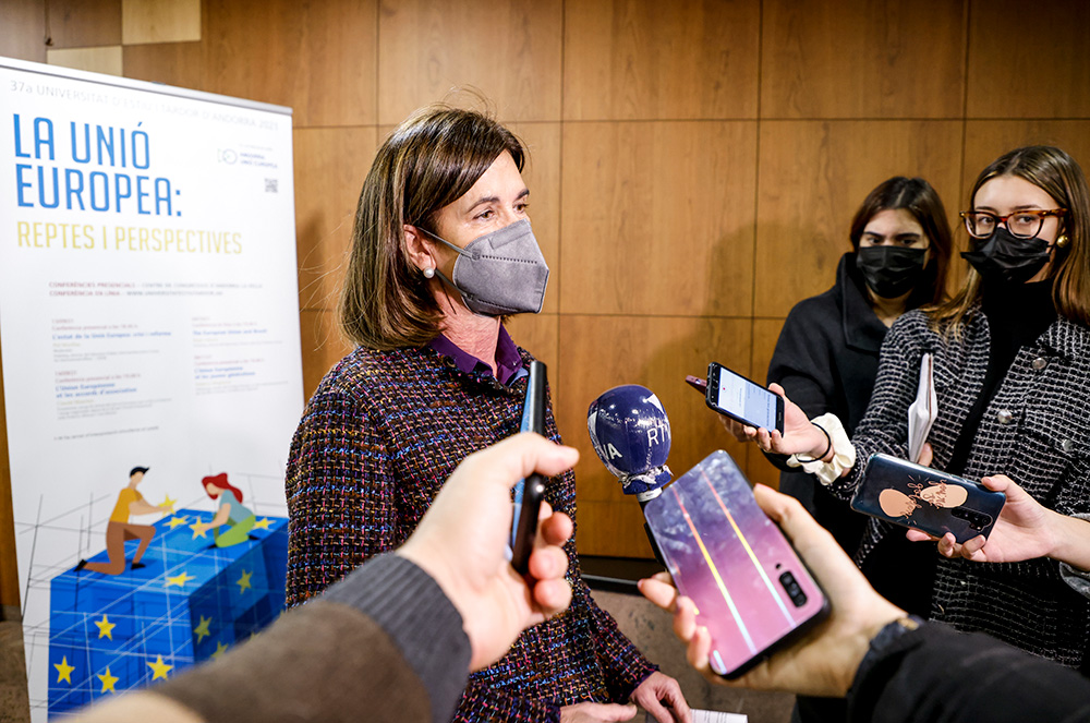 Declaracions a peu dret d'Ester Vilarrubla a la conferència de Federica Mogherini